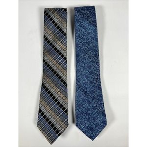 Pronto Uomo 100% Silk Neck Tie Lot Of 2 EUC One 60” One 62” Value Deal